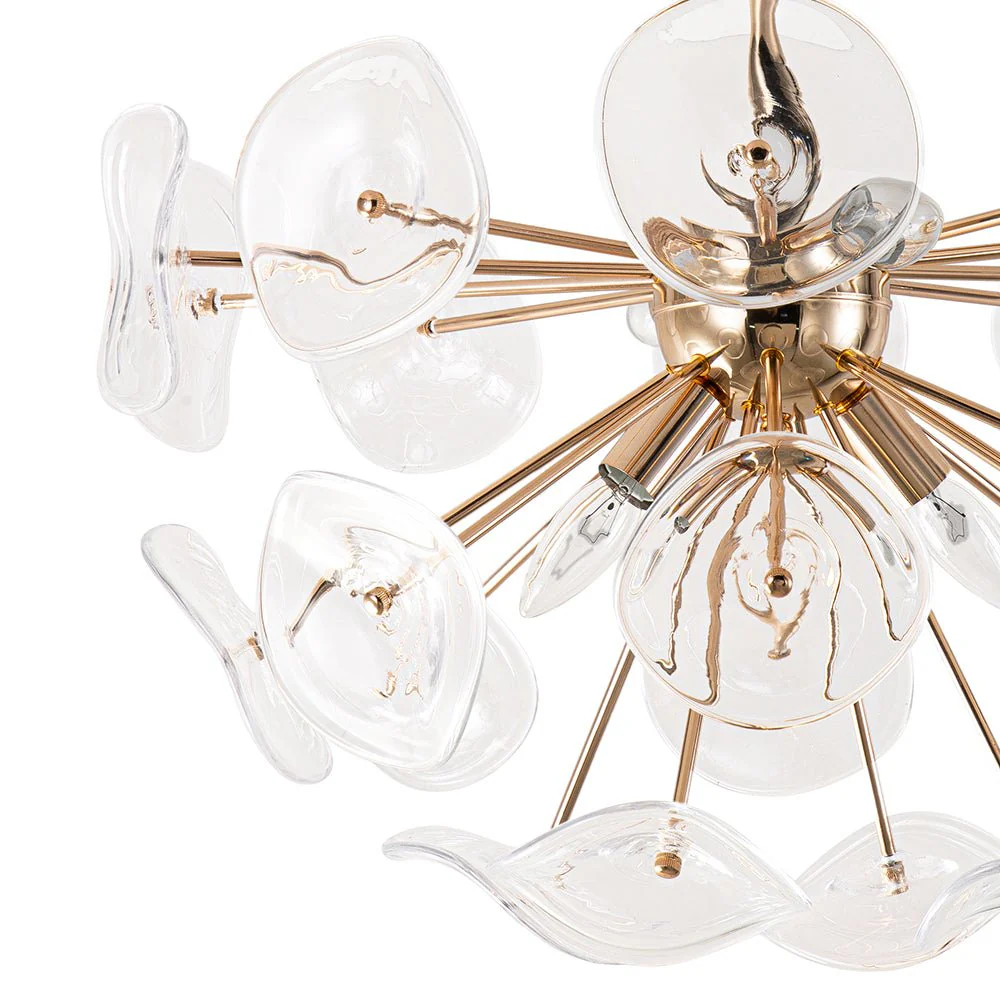 Morning Glory Glass Bloom Sunburst Semi Flush Chandelier - Image 7