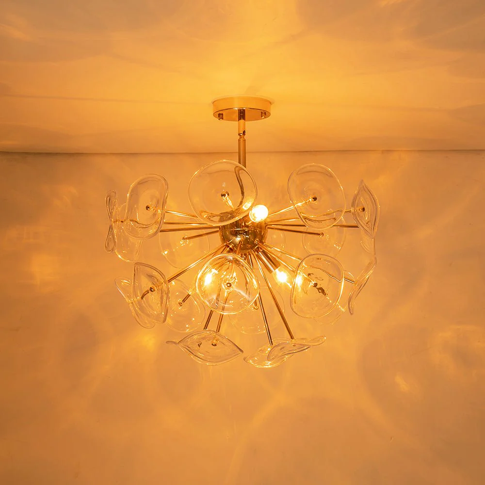 Morning Glory Glass Bloom Sunburst Semi Flush Chandelier - Image 8
