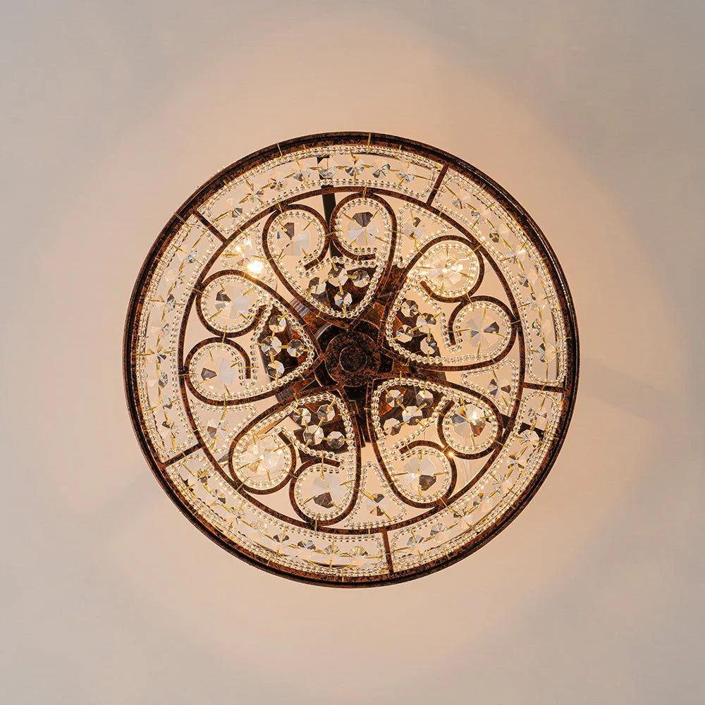 Moroccan Antique Crystal Drum Cage Semi Flush Mount - Image 11