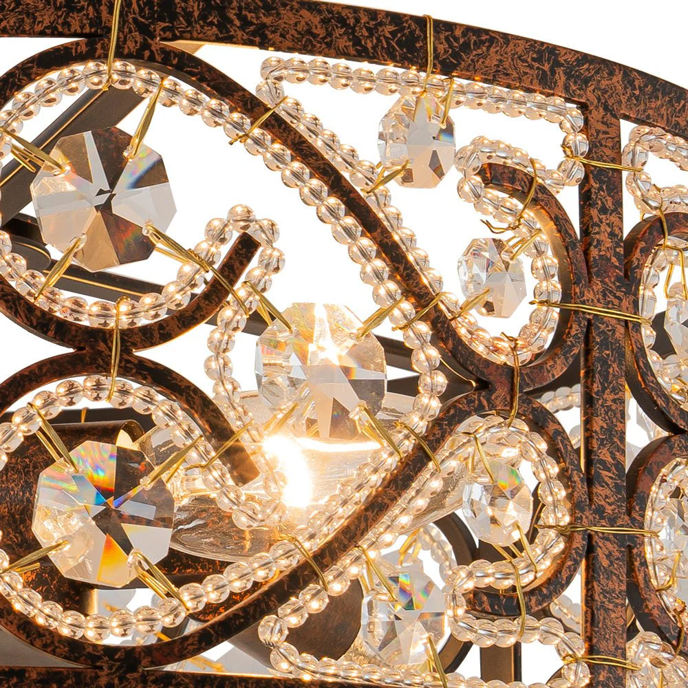 Moroccan Antique Crystal Drum Cage Semi Flush Mount - Image 12