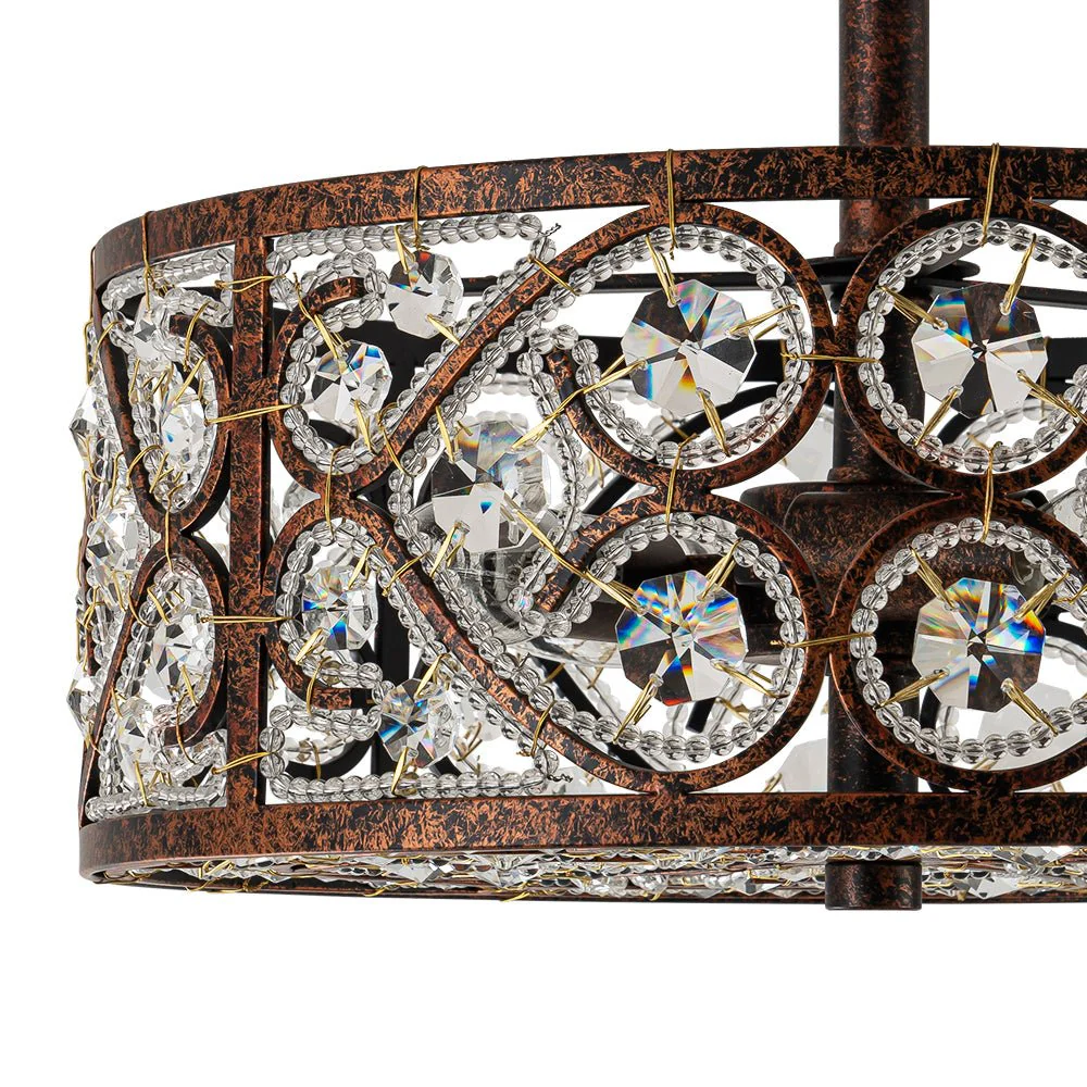 Moroccan Antique Crystal Drum Cage Semi Flush Mount - Image 13
