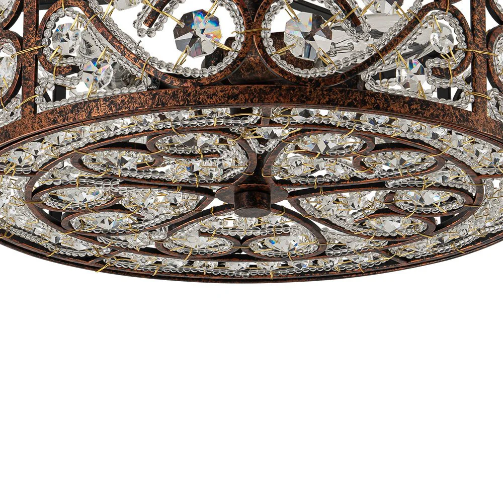 Moroccan Antique Crystal Drum Cage Semi Flush Mount - Image 14