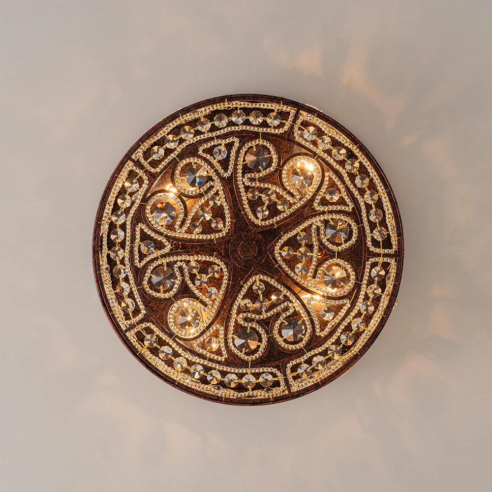 Moroccan Antique Crystal Drum Flush Mount Ceiling Light - Image 11