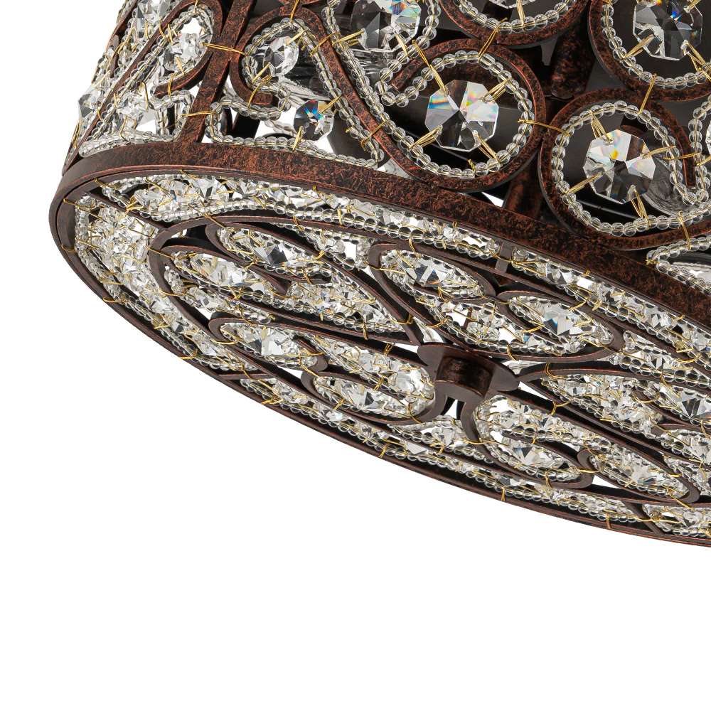 Moroccan Antique Crystal Drum Flush Mount Ceiling Light - Image 12