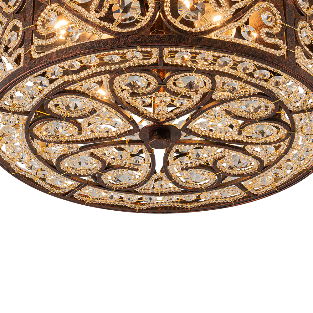 Moroccan Antique Crystal Drum Flush Mount Ceiling Light - Image 15