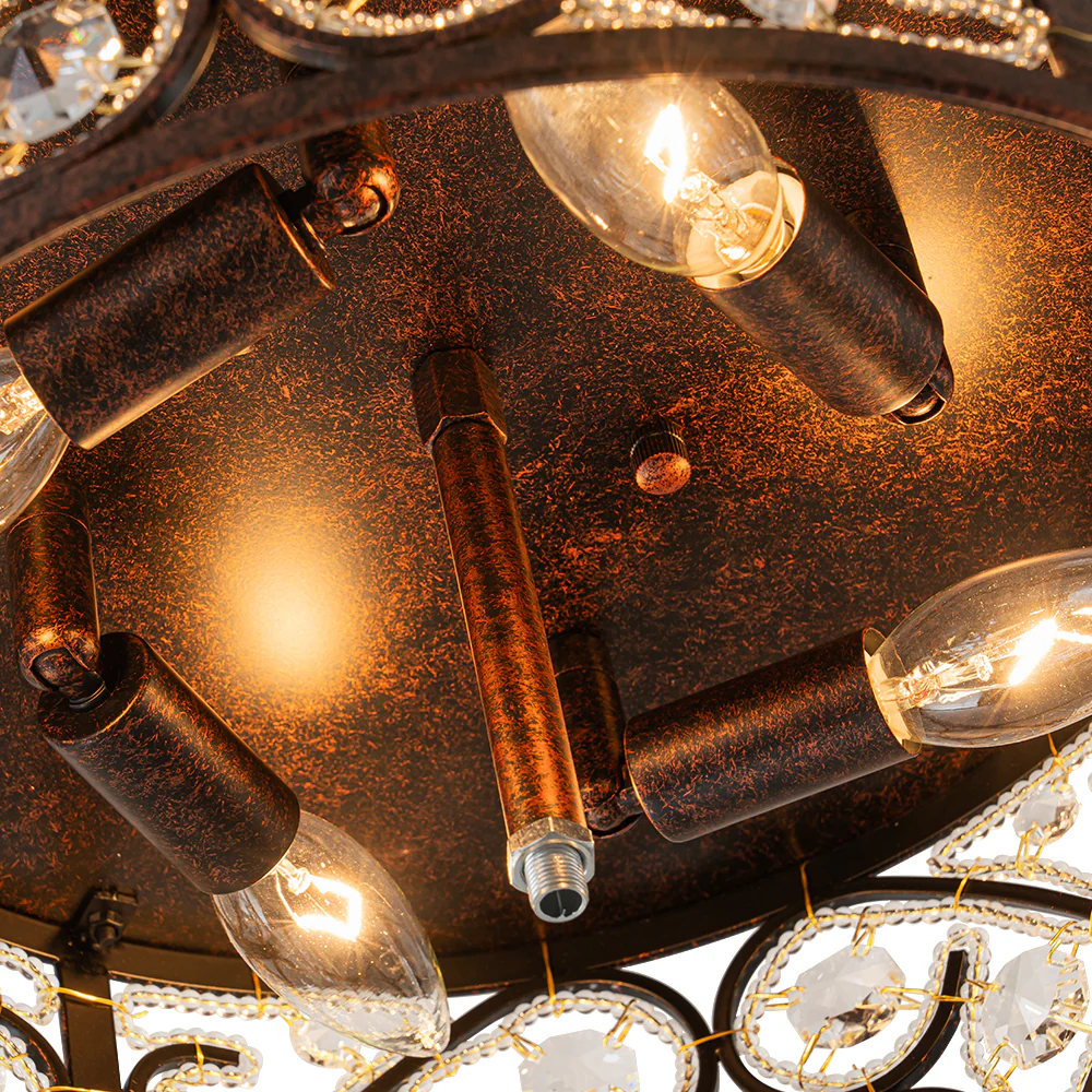 Moroccan Antique Crystal Drum Flush Mount Ceiling Light - Image 16