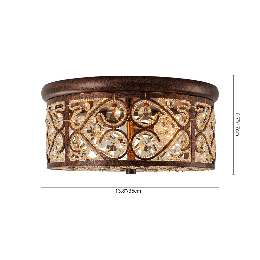 Moroccan Antique Crystal Drum Flush Mount Ceiling Light - Image 17