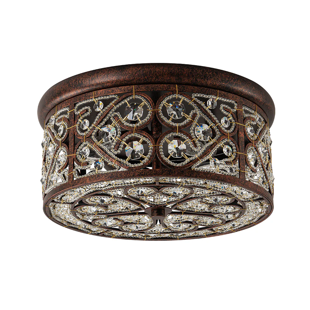 Moroccan Antique Crystal Drum Flush Mount Ceiling Light - Image 6