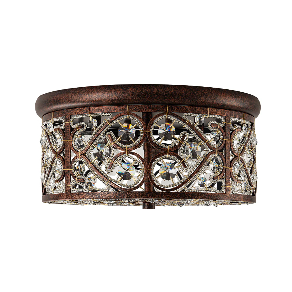 Moroccan Antique Crystal Drum Flush Mount Ceiling Light - Image 8