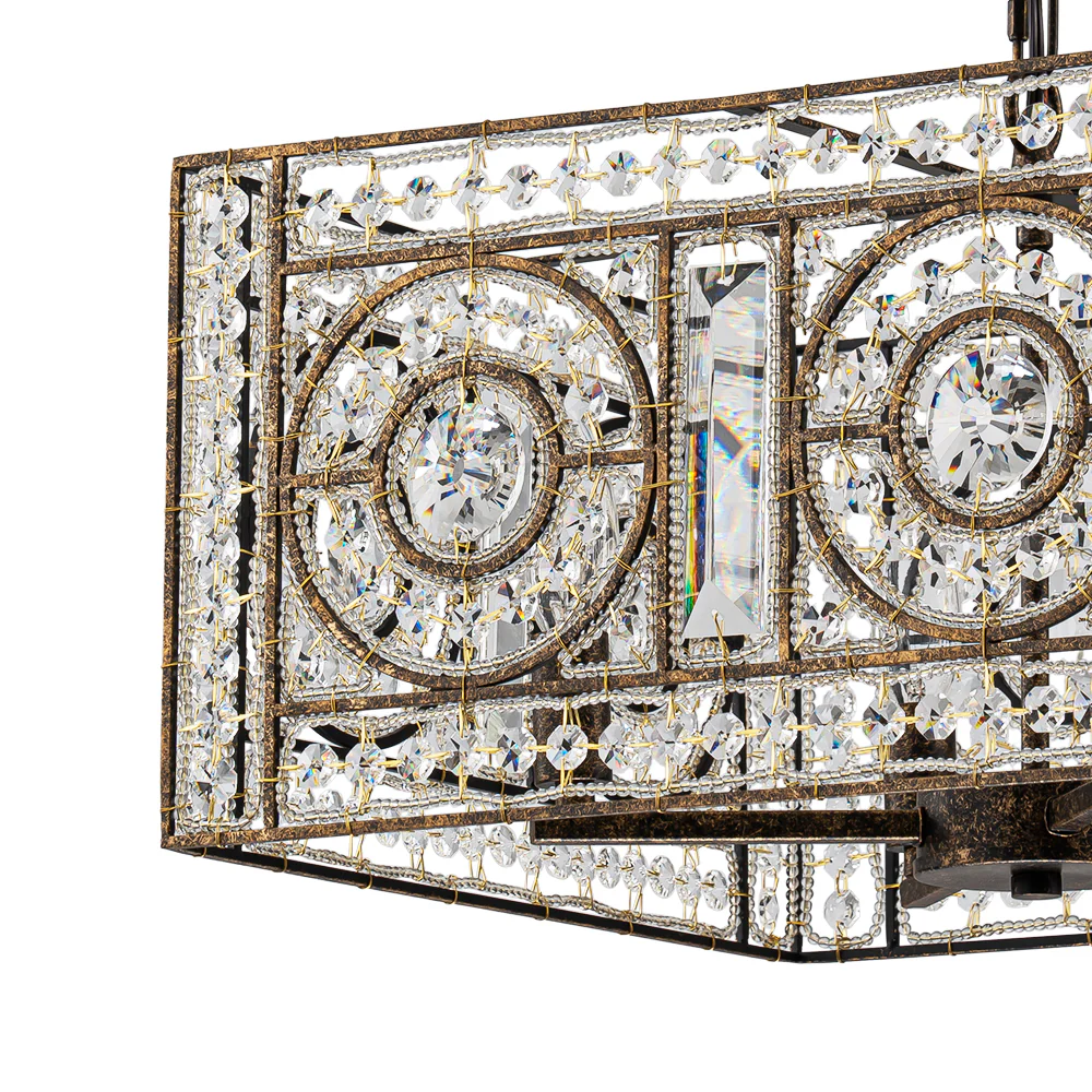 Moroccan Glam Antique Crystal Square Cage Chandelier - Image 11