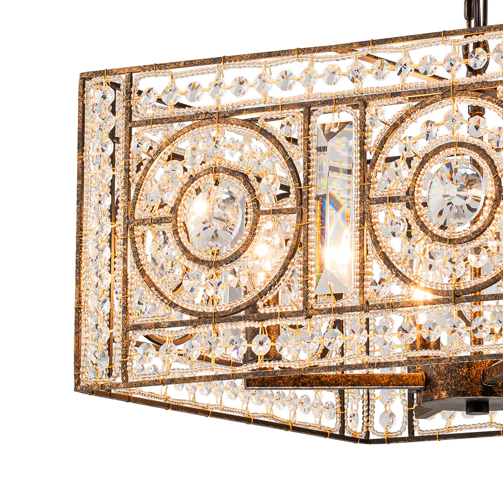 Moroccan Glam Antique Crystal Square Cage Chandelier - Image 12