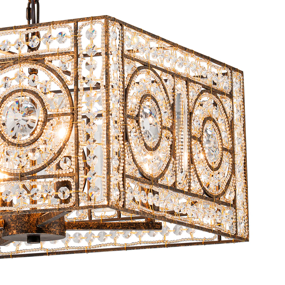 Moroccan Glam Antique Crystal Square Cage Chandelier - Image 13