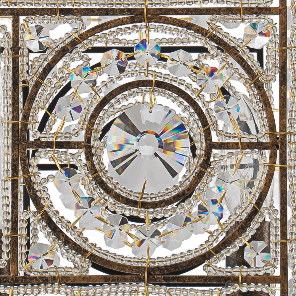Moroccan Glam Antique Crystal Square Cage Chandelier - Image 15
