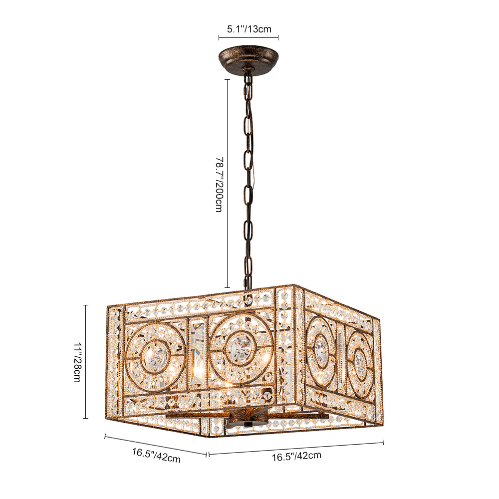 Moroccan Glam Antique Crystal Square Cage Chandelier - Image 17