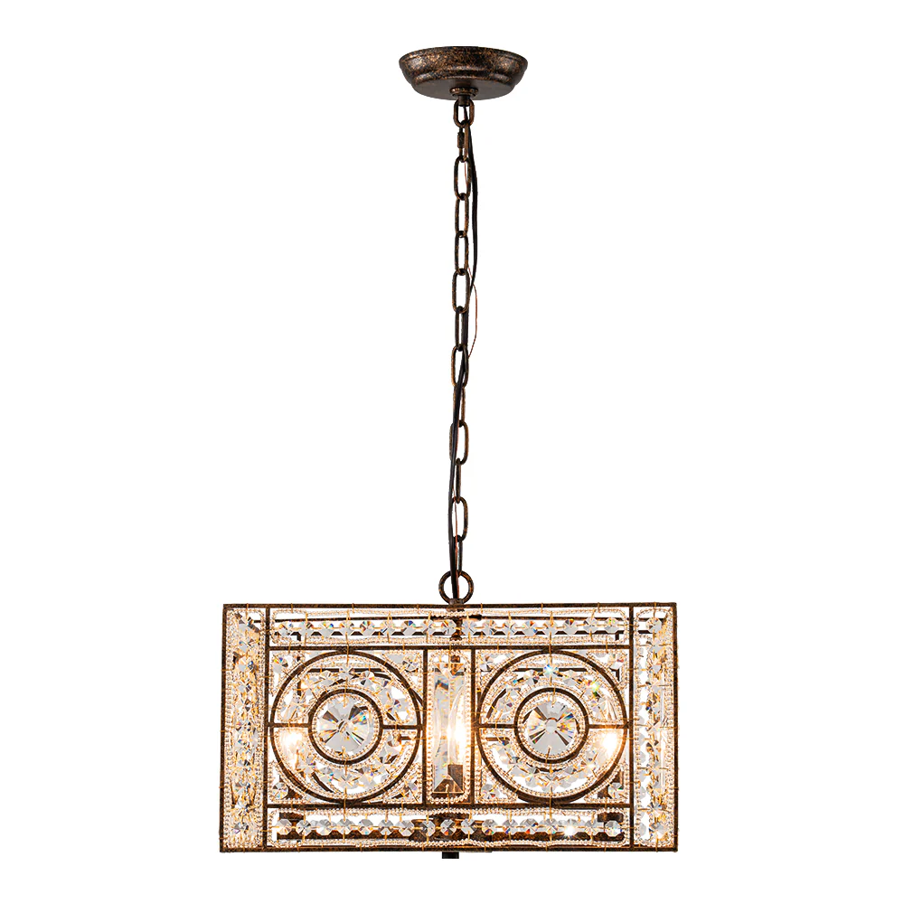 Moroccan Glam Antique Crystal Square Cage Chandelier - Image 7