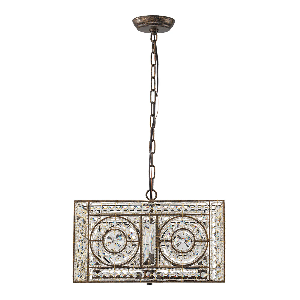 Moroccan Glam Antique Crystal Square Cage Chandelier - Image 8