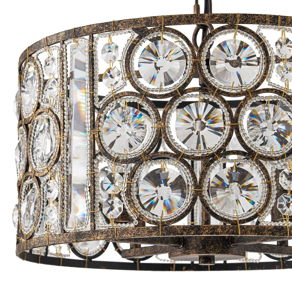Moroccan Glam Vintage Crystal Drum Lantern Pendant - Image 12
