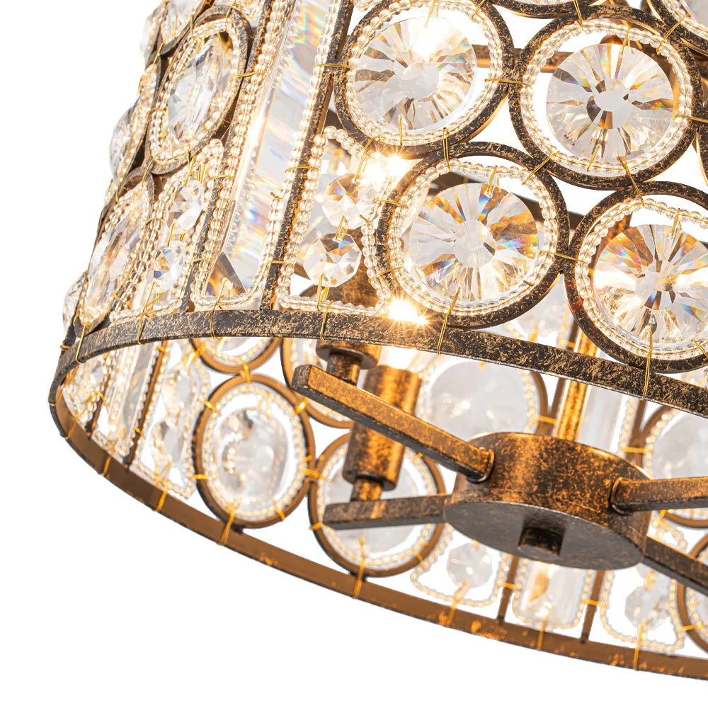 Moroccan Glam Vintage Crystal Drum Lantern Pendant - Image 14