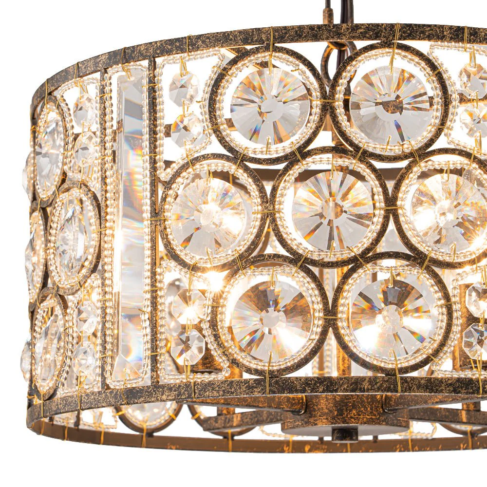 Moroccan Glam Vintage Crystal Drum Lantern Pendant - Image 15