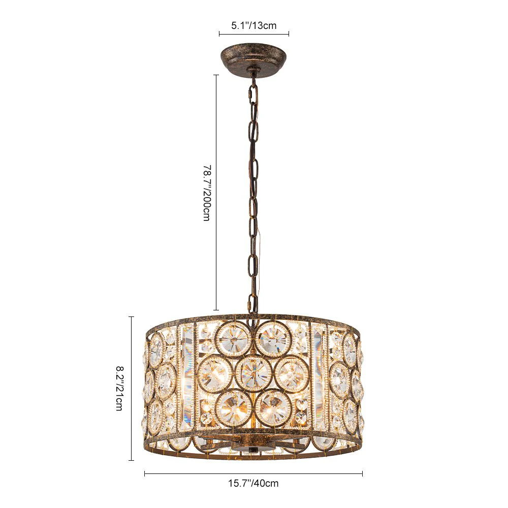Moroccan Glam Vintage Crystal Drum Lantern Pendant - Image 16