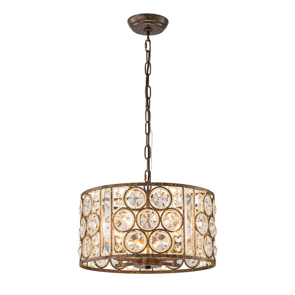 Moroccan Glam Vintage Crystal Drum Lantern Pendant - Image 5