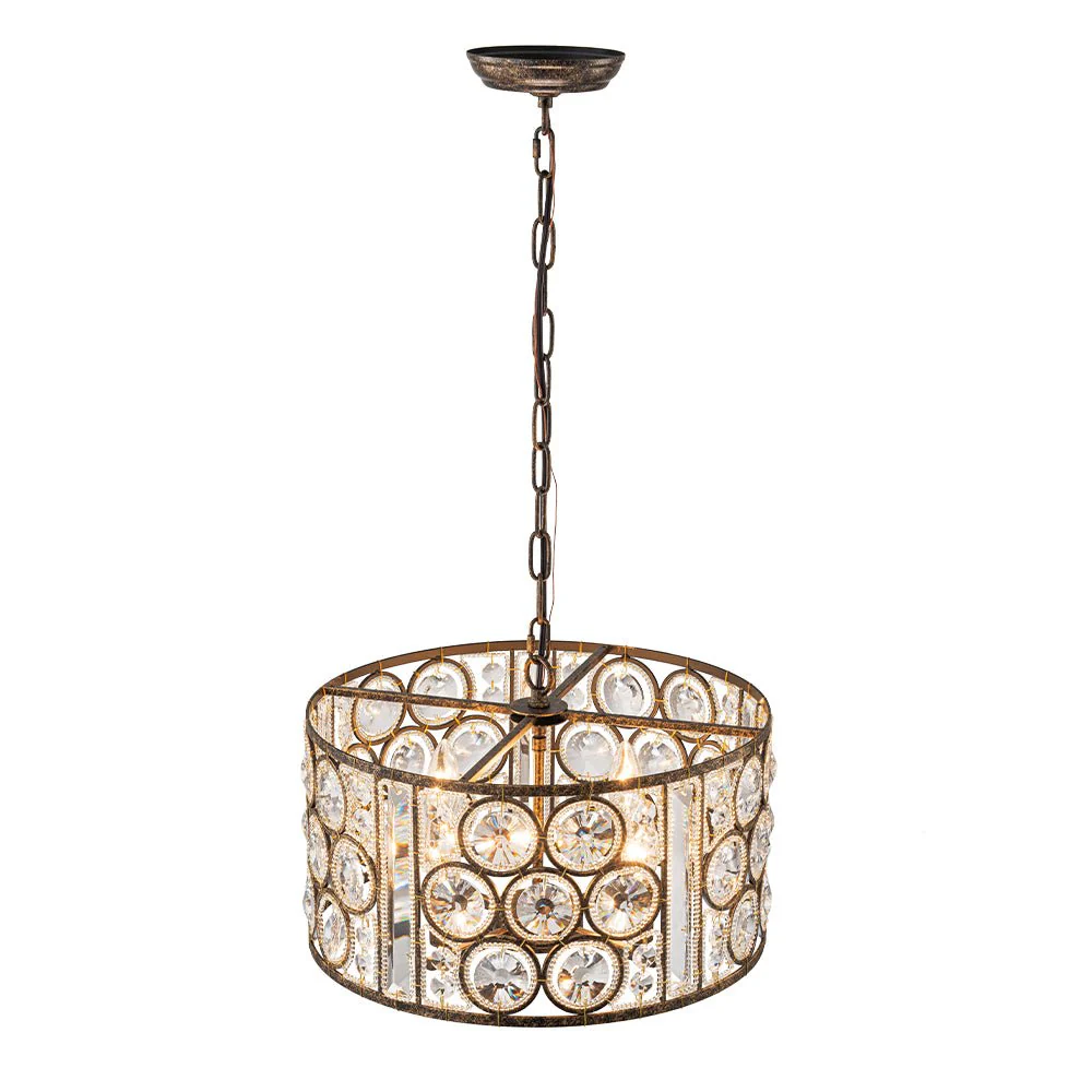 Moroccan Glam Vintage Crystal Drum Lantern Pendant - Image 9