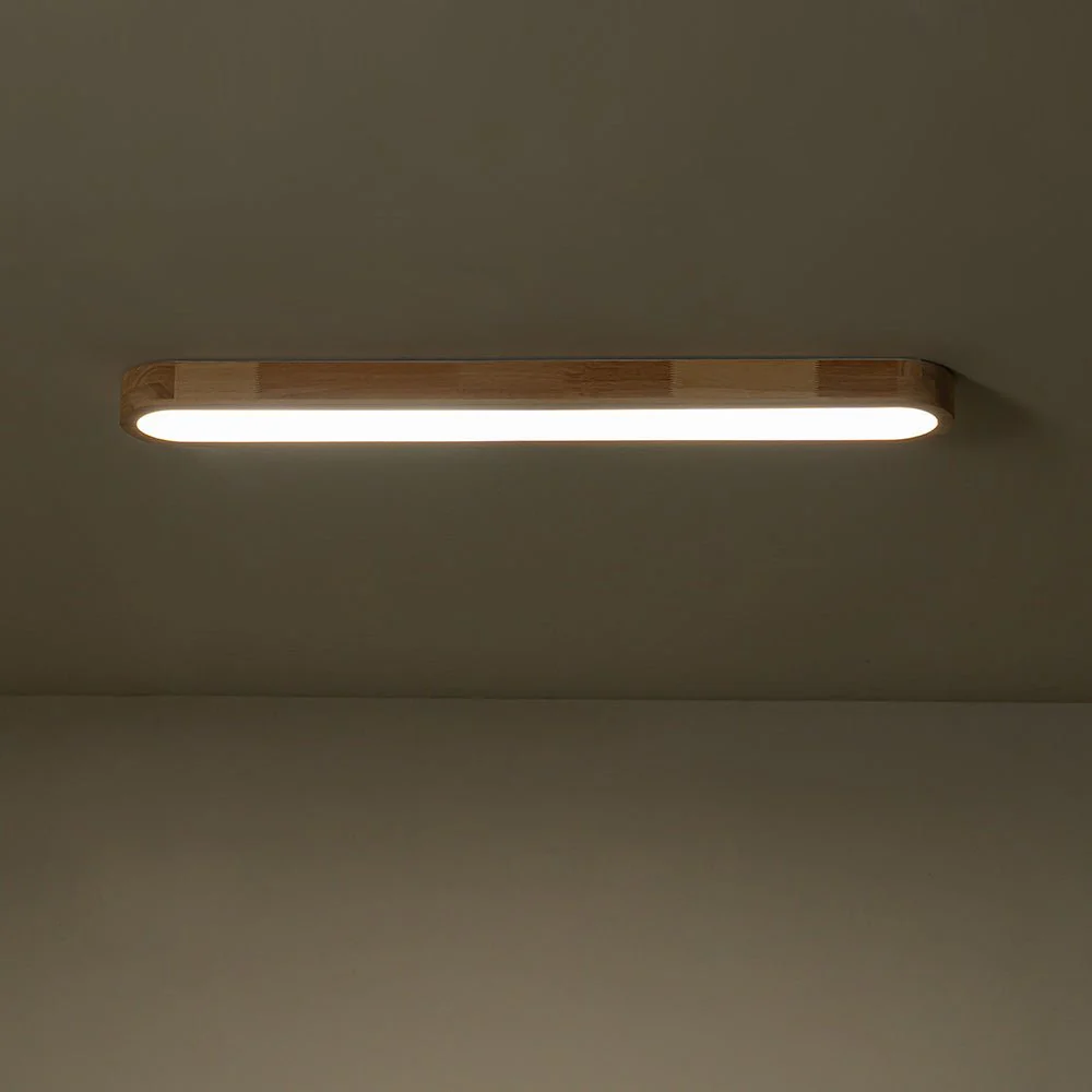 Natural Wood Long Oval Dimmable LED Flush Mount Light - Image 14