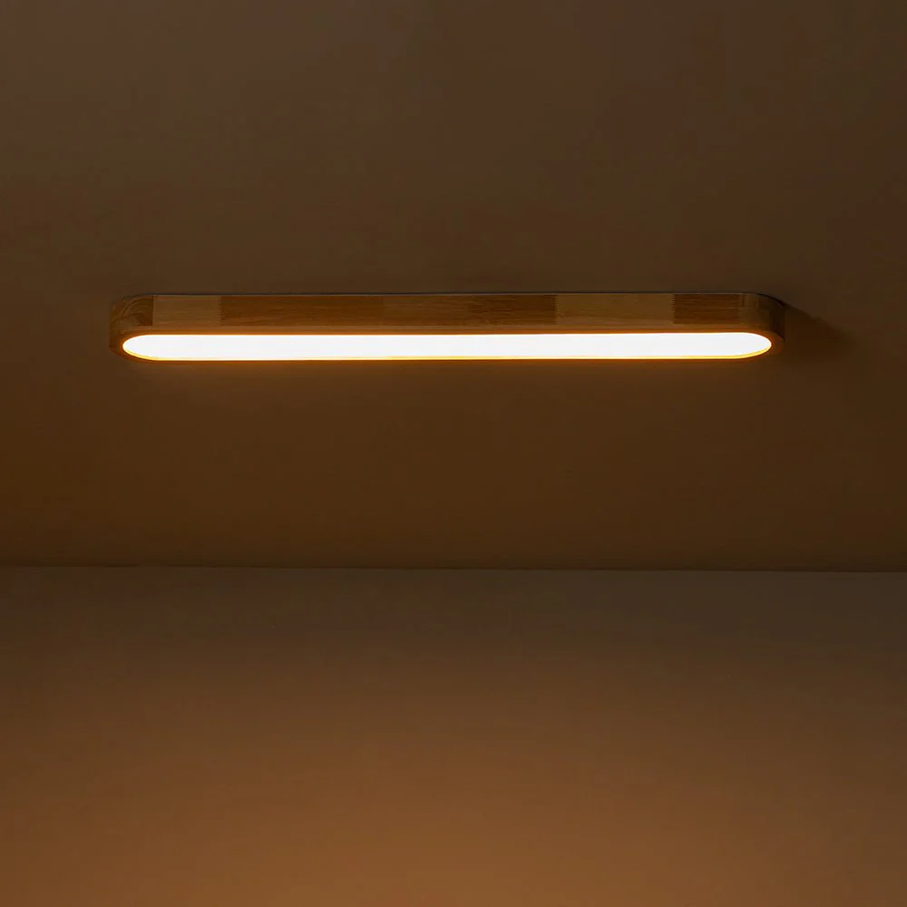 Natural Wood Long Oval Dimmable LED Flush Mount Light - Image 15