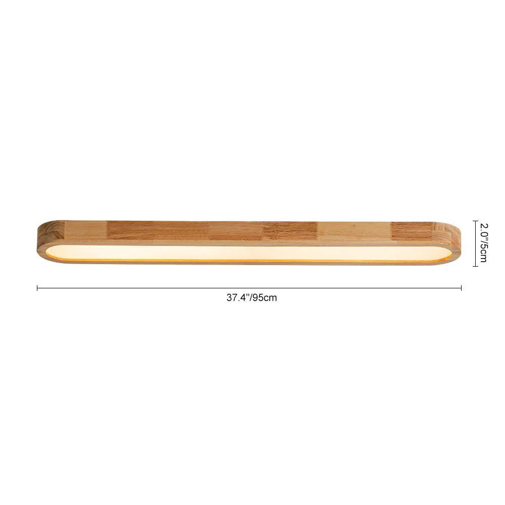 Natural Wood Long Oval Dimmable LED Flush Mount Light - Image 20