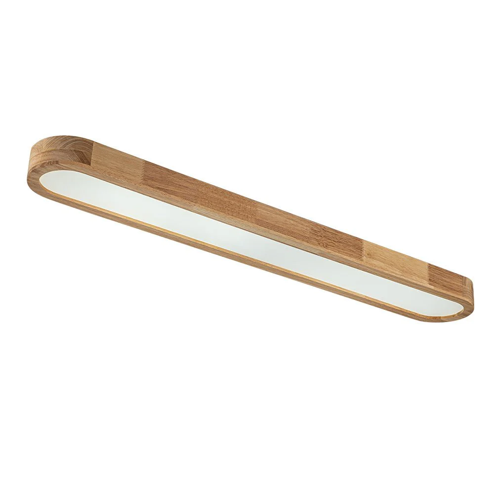Natural Wood Long Oval Dimmable LED Flush Mount Light - Image 6