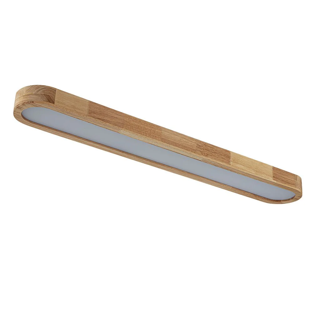 Natural Wood Long Oval Dimmable LED Flush Mount Light - Image 7