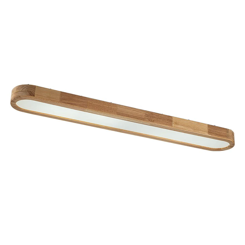Natural Wood Long Oval Dimmable LED Flush Mount Light - Image 8