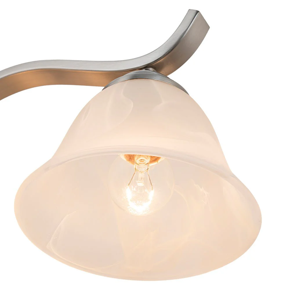 Nickel 4-Light Cloud Glass Bell Shade Vanity Light - Image 12
