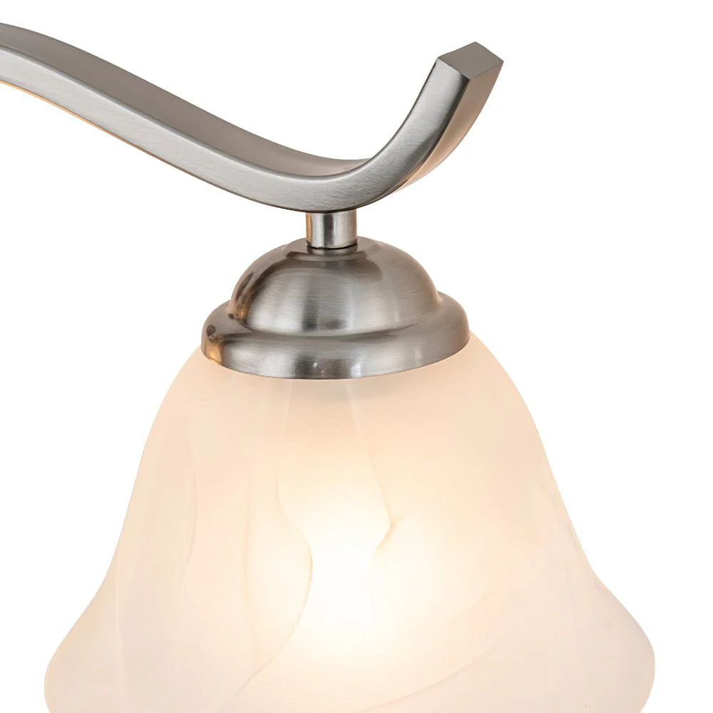 Nickel 4-Light Cloud Glass Bell Shade Vanity Light - Image 13
