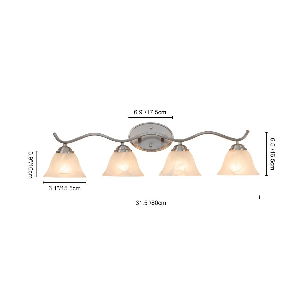 Nickel 4-Light Cloud Glass Bell Shade Vanity Light - Image 16