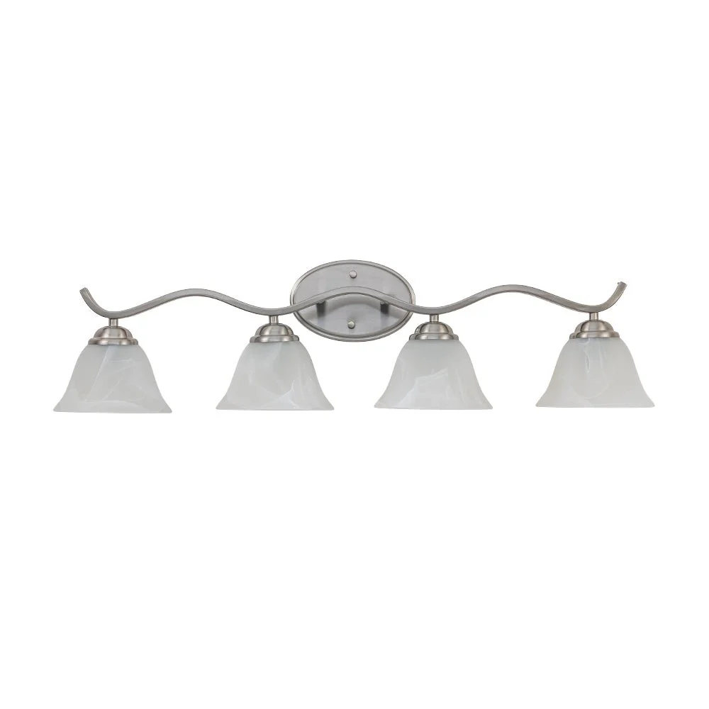 Nickel 4-Light Cloud Glass Bell Shade Vanity Light - Image 4