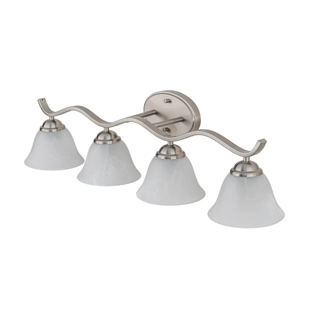 Nickel 4-Light Cloud Glass Bell Shade Vanity Light - Image 8