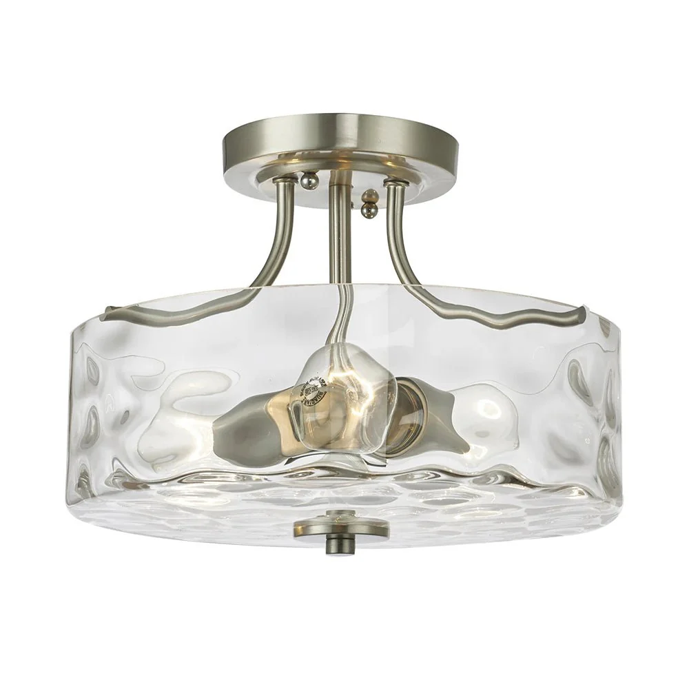 Nickel Hammered Glass Semi Flush - Image 5