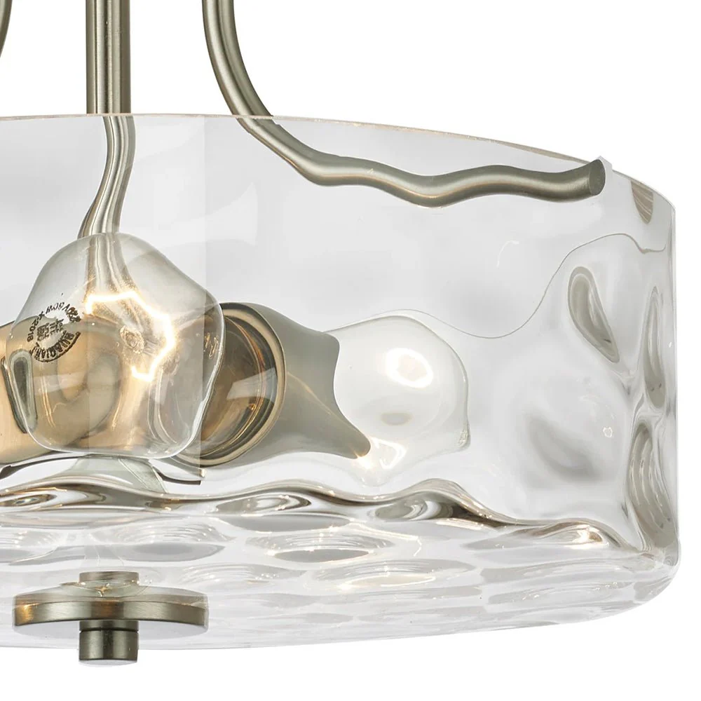 Nickel Hammered Glass Semi Flush - Image 6
