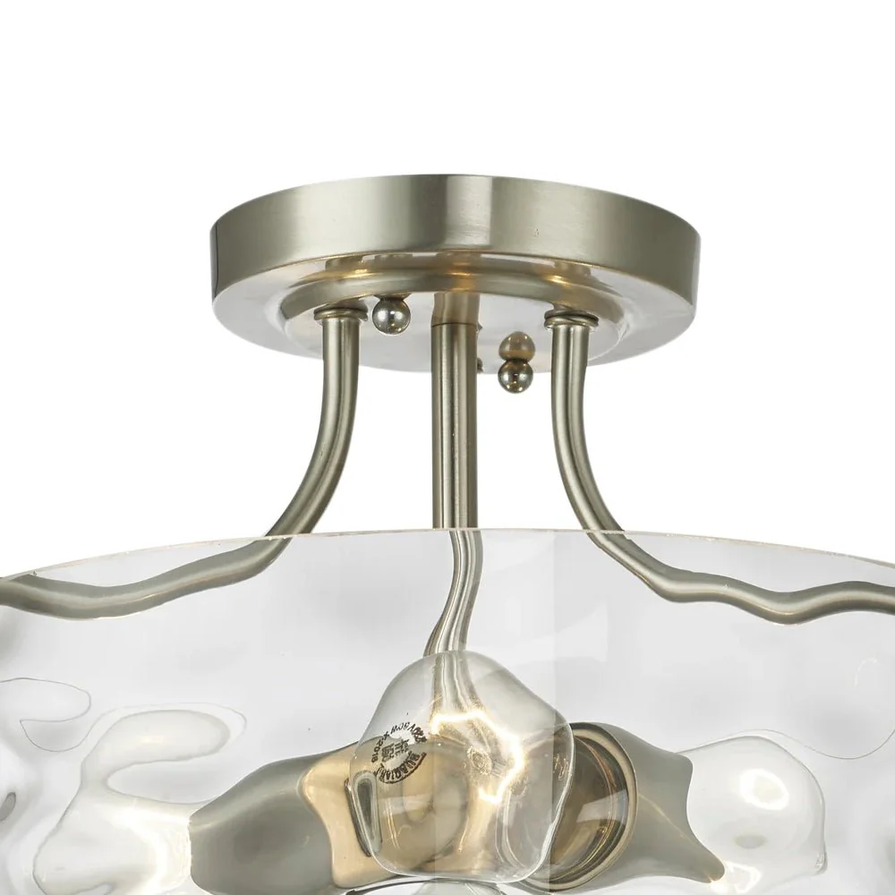 Nickel Hammered Glass Semi Flush - Image 7