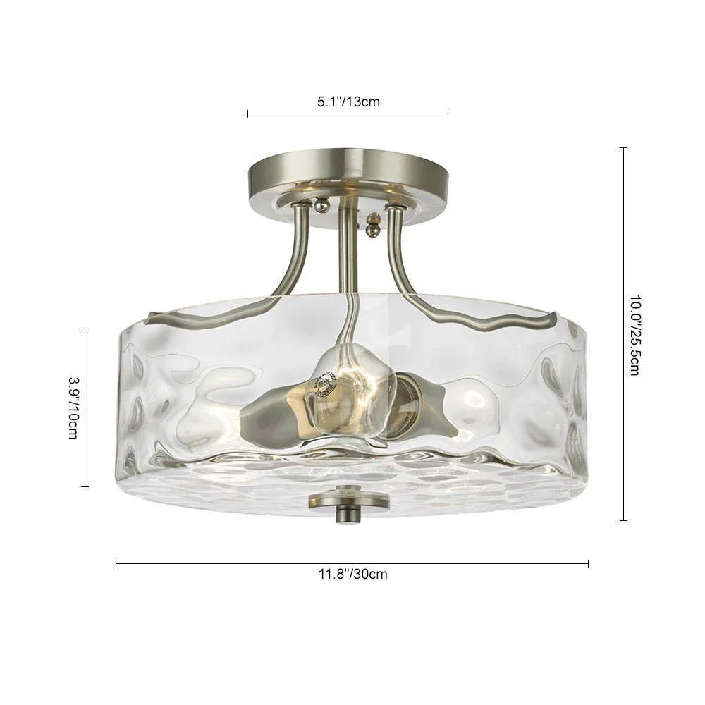 Nickel Hammered Glass Semi Flush - Image 8