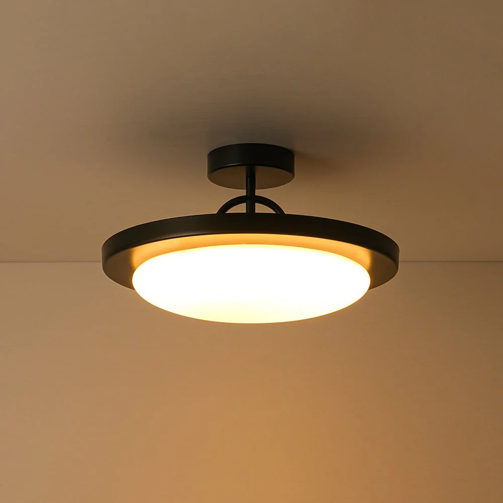 Nordic Black White Dimmable LED Round Semi Flush Mount - Image 11