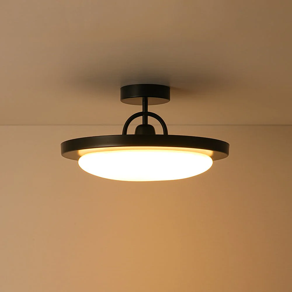 Nordic Black White Dimmable LED Round Semi Flush Mount - Image 12