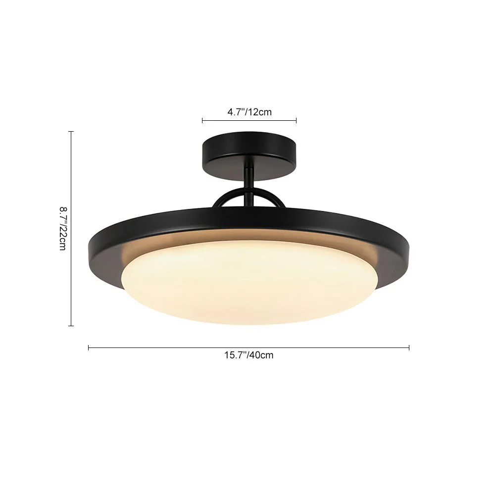 Nordic Black White Dimmable LED Round Semi Flush Mount - Image 13