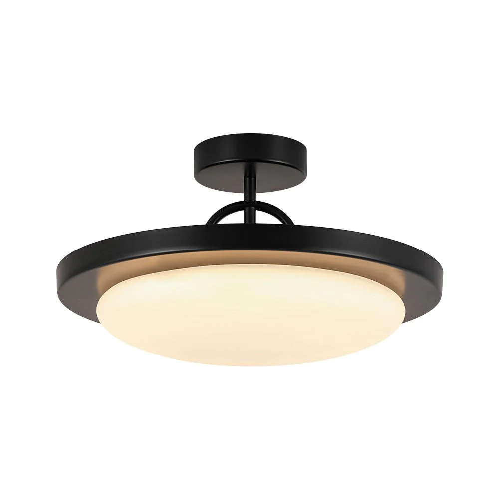 Nordic Black White Dimmable LED Round Semi Flush Mount - Image 3