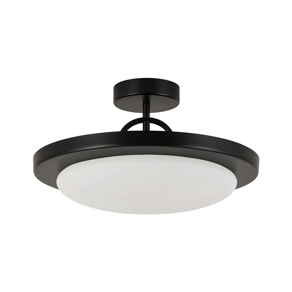 Nordic Black White Dimmable LED Round Semi Flush Mount - Image 4