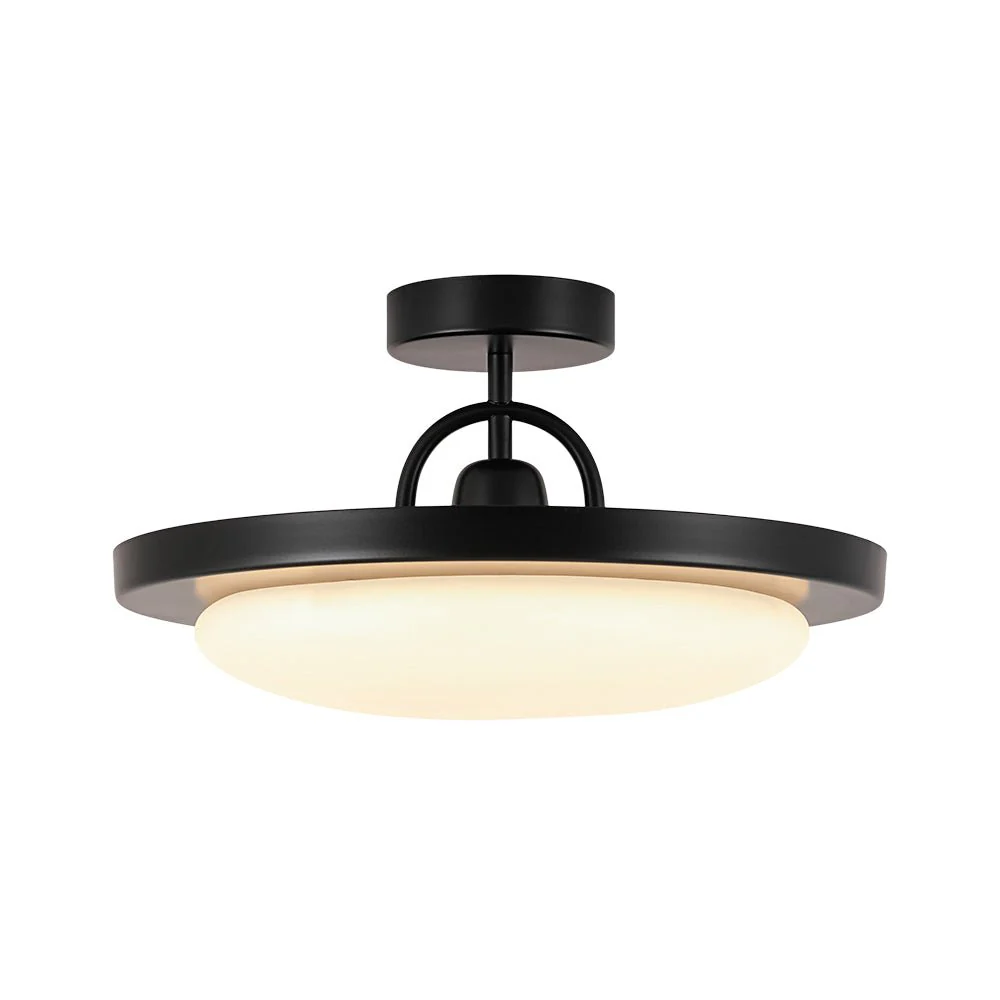 Nordic Black White Dimmable LED Round Semi Flush Mount - Image 5