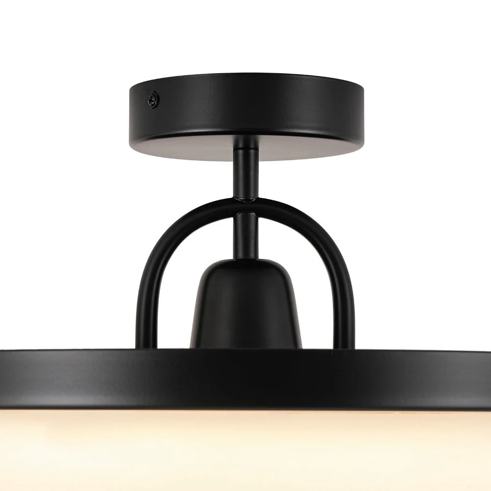 Nordic Black White Dimmable LED Round Semi Flush Mount - Image 9