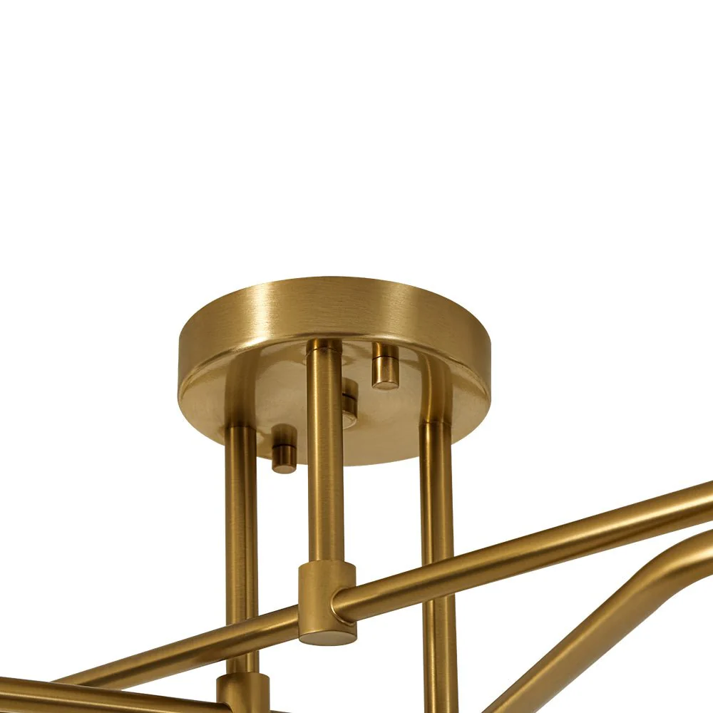 Opal Glass Bubble Brass Linear Sputnik Semi Flush Mount - Image 11