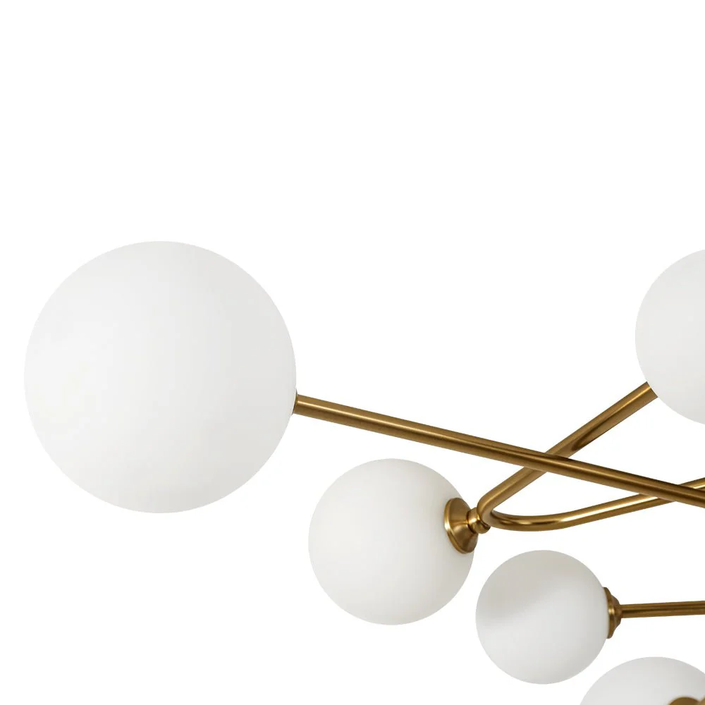 Opal Glass Bubble Brass Linear Sputnik Semi Flush Mount - Image 12